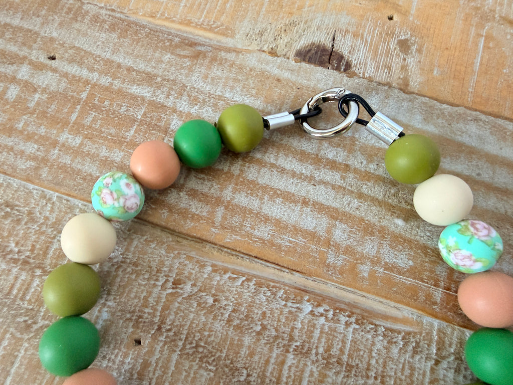 Spring Wildflower Dog Bead Necklace with ID Tag