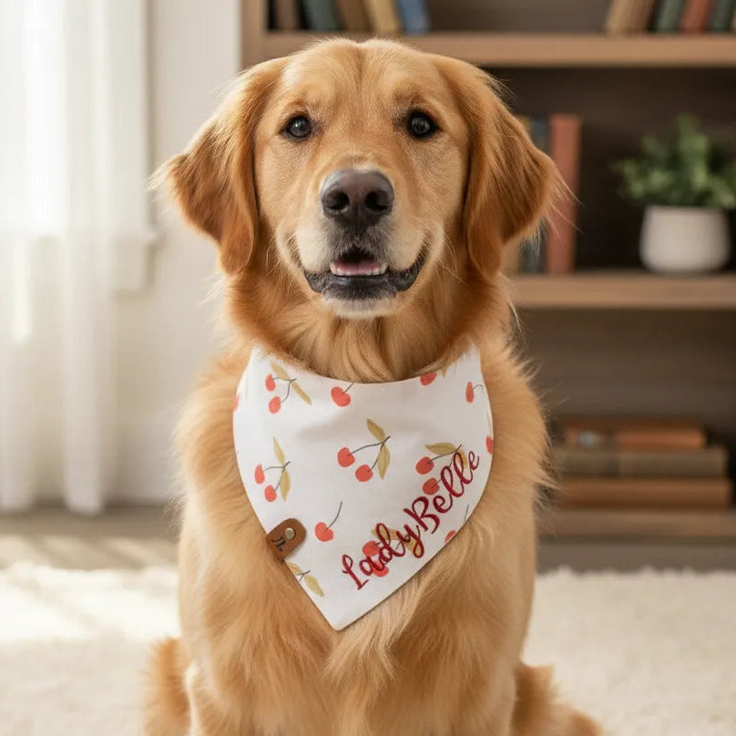 Cherries n Cream Personalized Pet Bandana