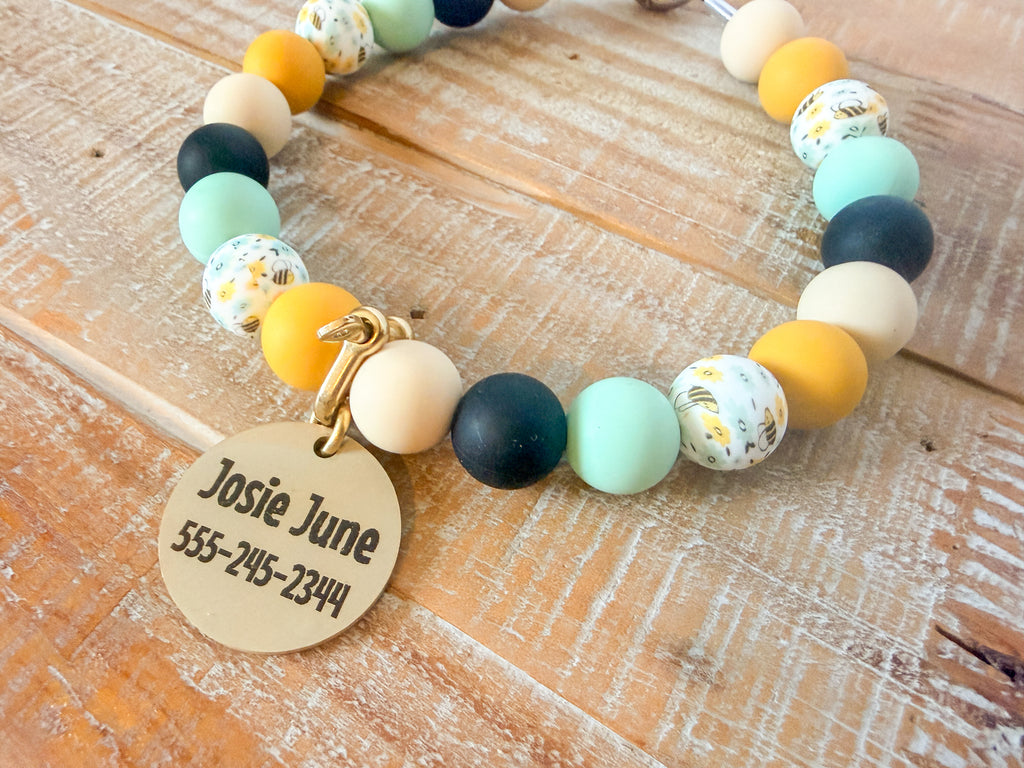 Honeybee Bead Necklace with ID Tag