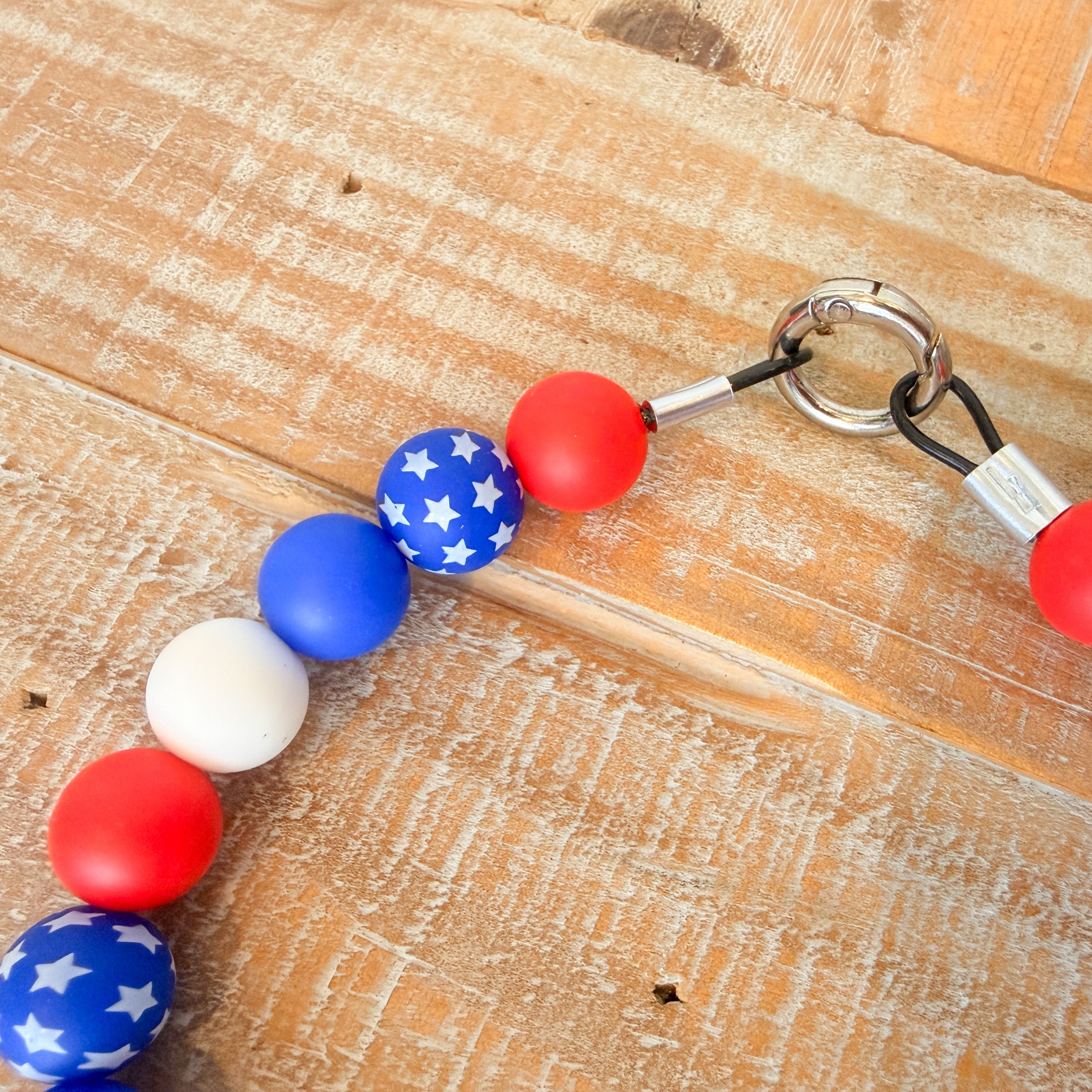 Patriotic Stars Bead Necklace with ID Tag