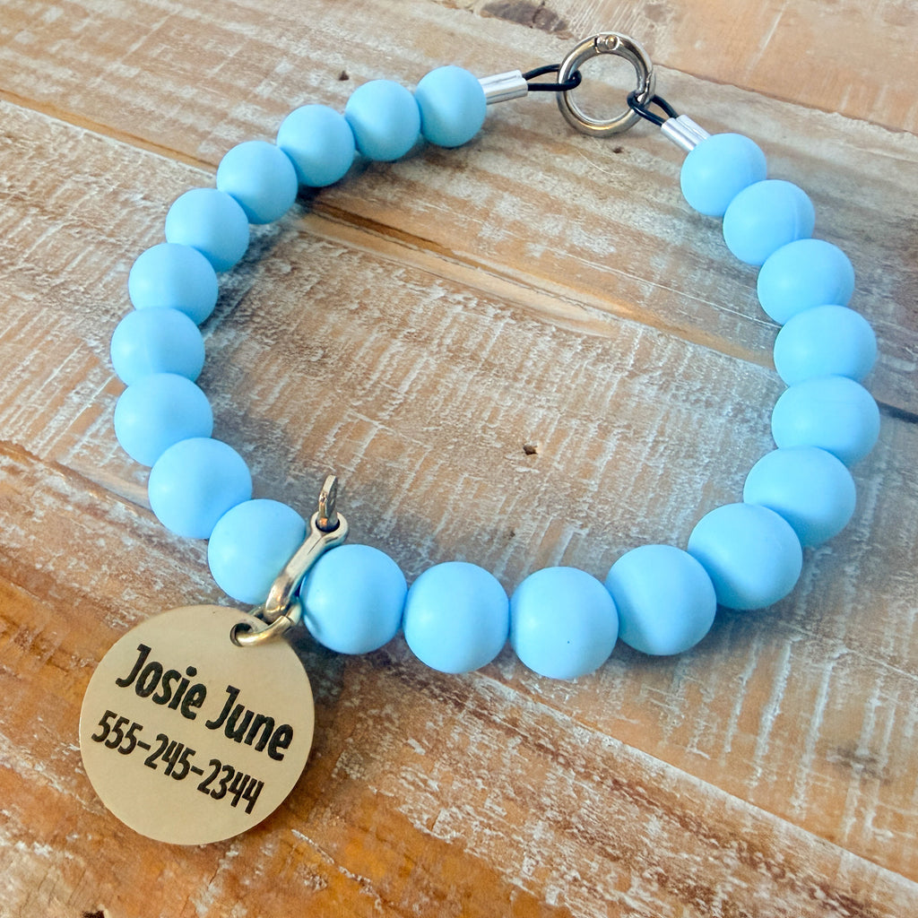 Blue Dog Bead Necklace- Personalized ID Tag