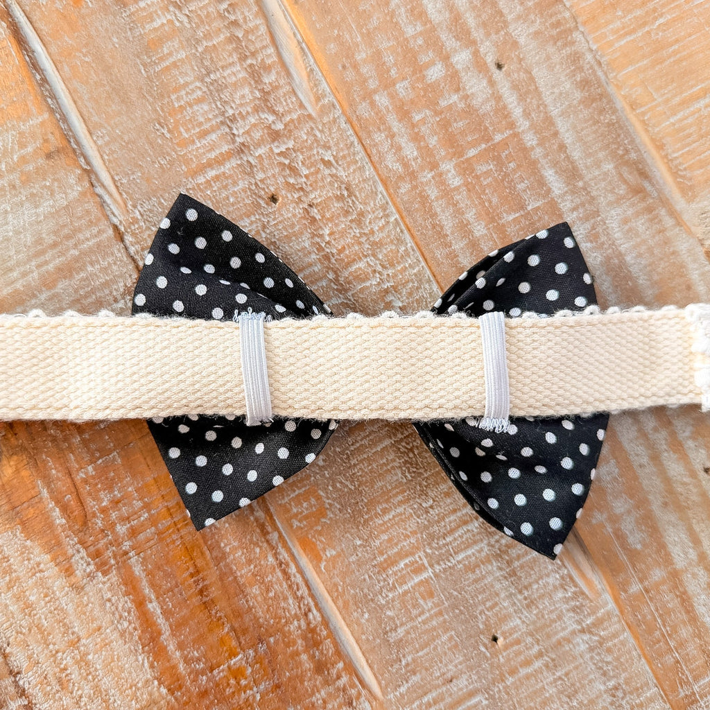 Black Polka Dot Dog Bow tie, Collar Slide