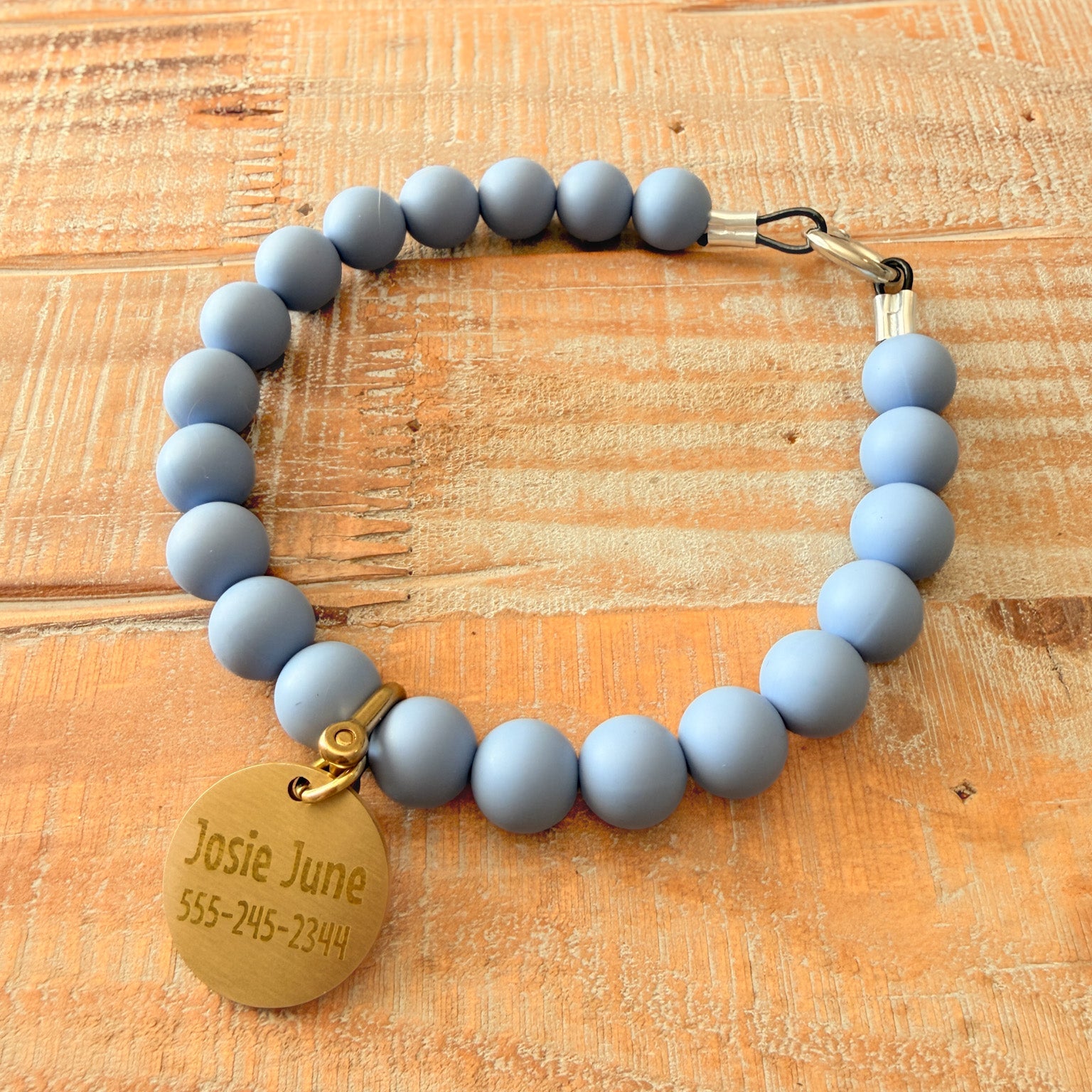 Blue Dog Bead Necklace- Personalized ID Tag