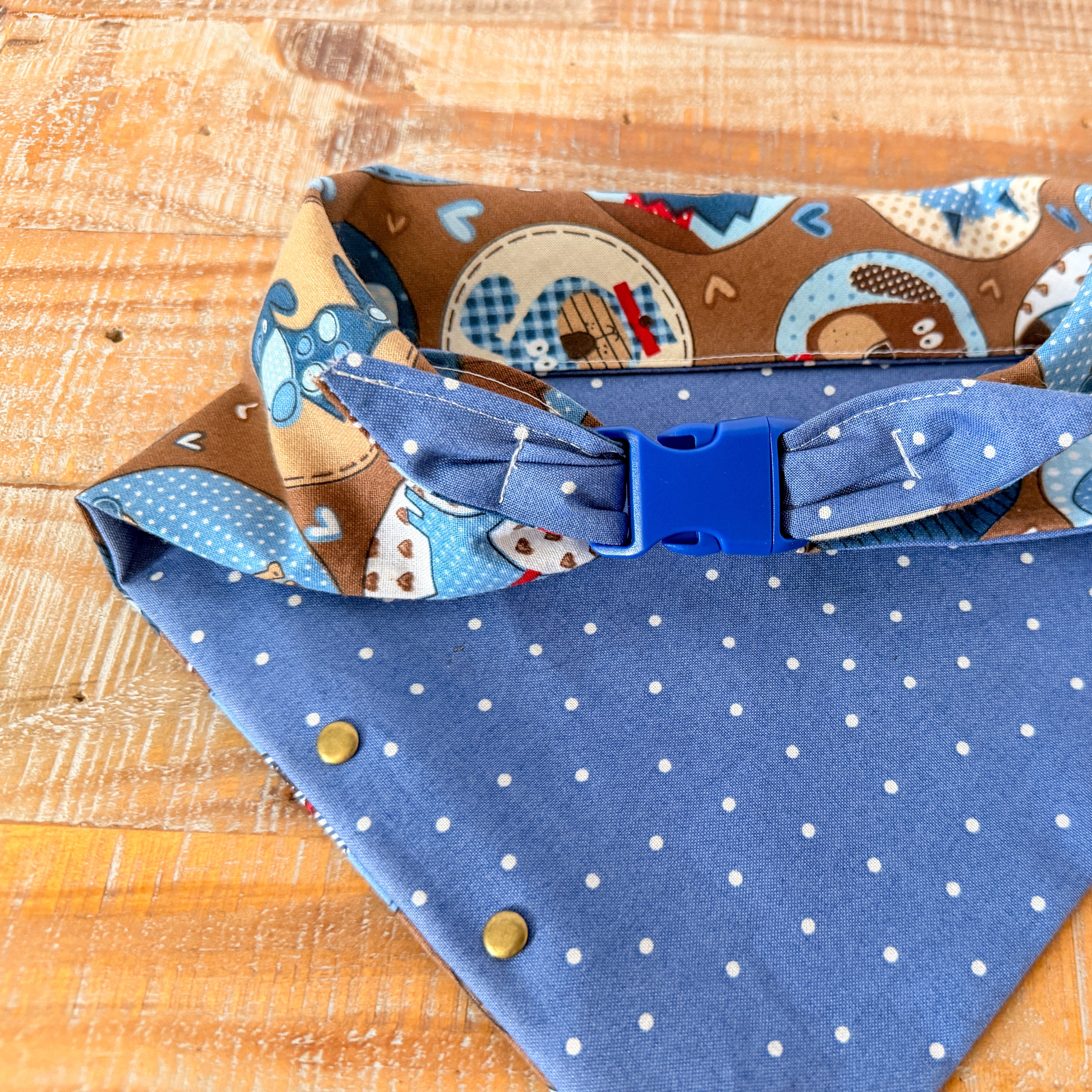 Happy Dog Personalized Pet Bandana with Leather Name Tag - Buckle Closure