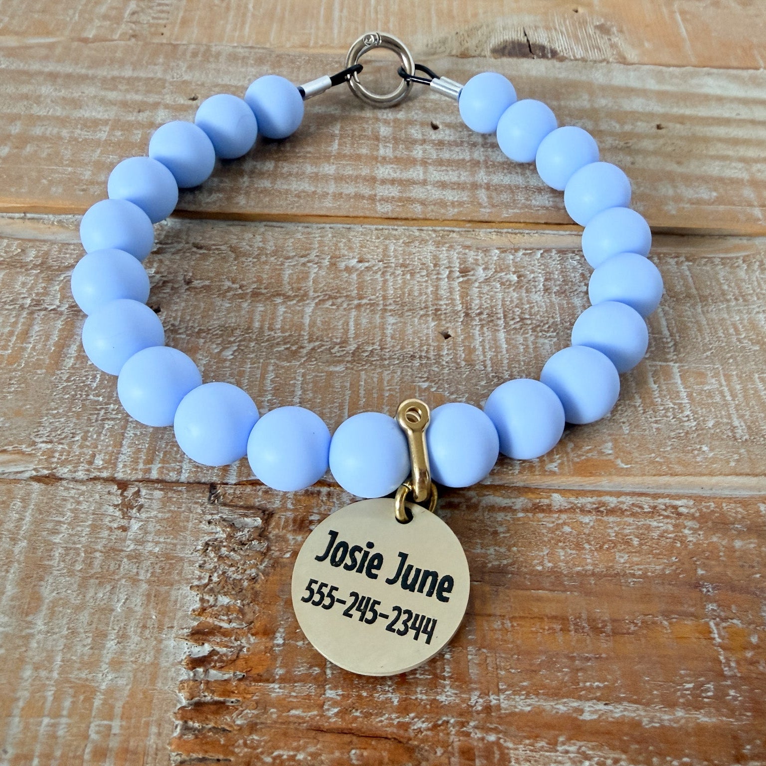 Blue Dog Bead Necklace- Personalized ID Tag