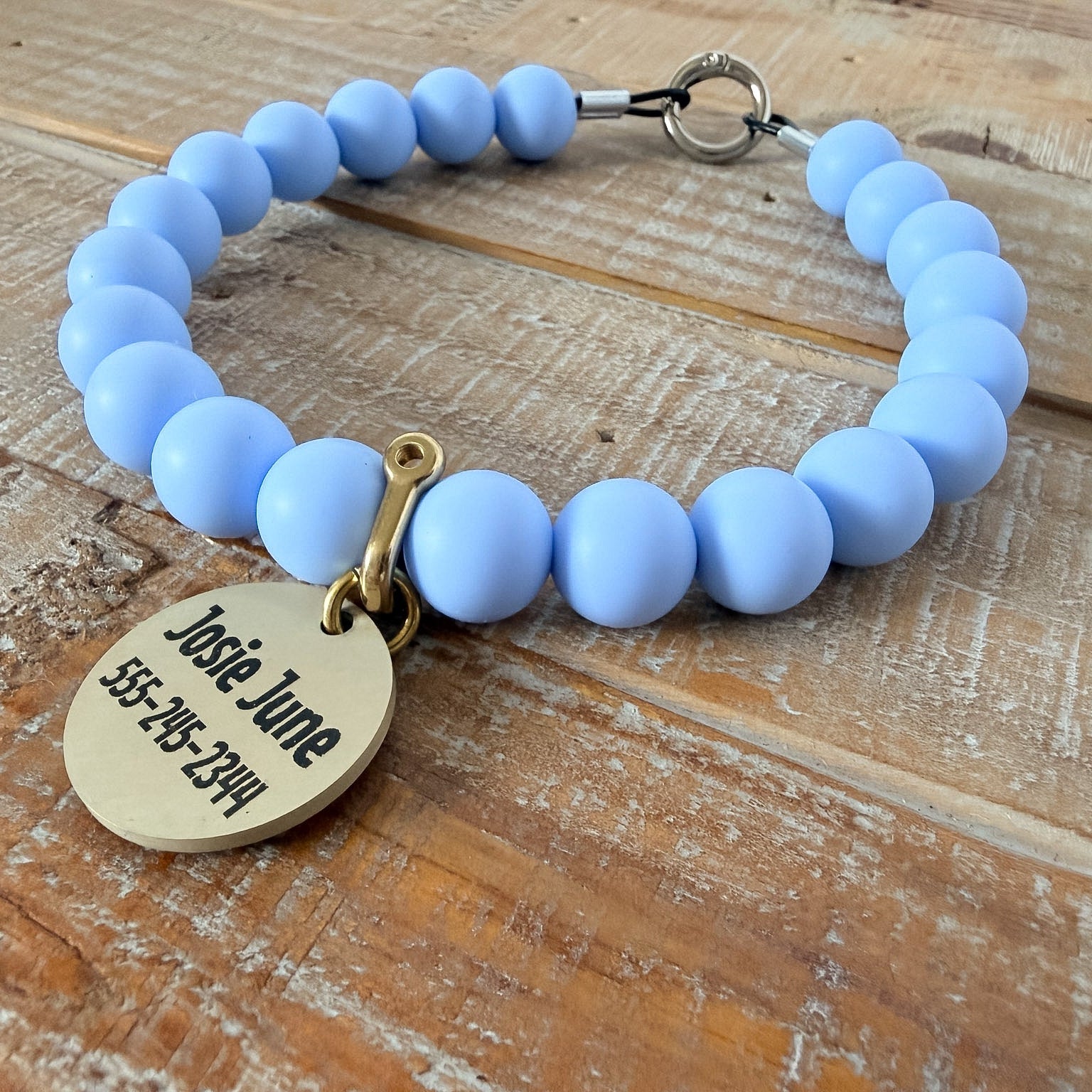 Blue Dog Bead Necklace- Personalized ID Tag