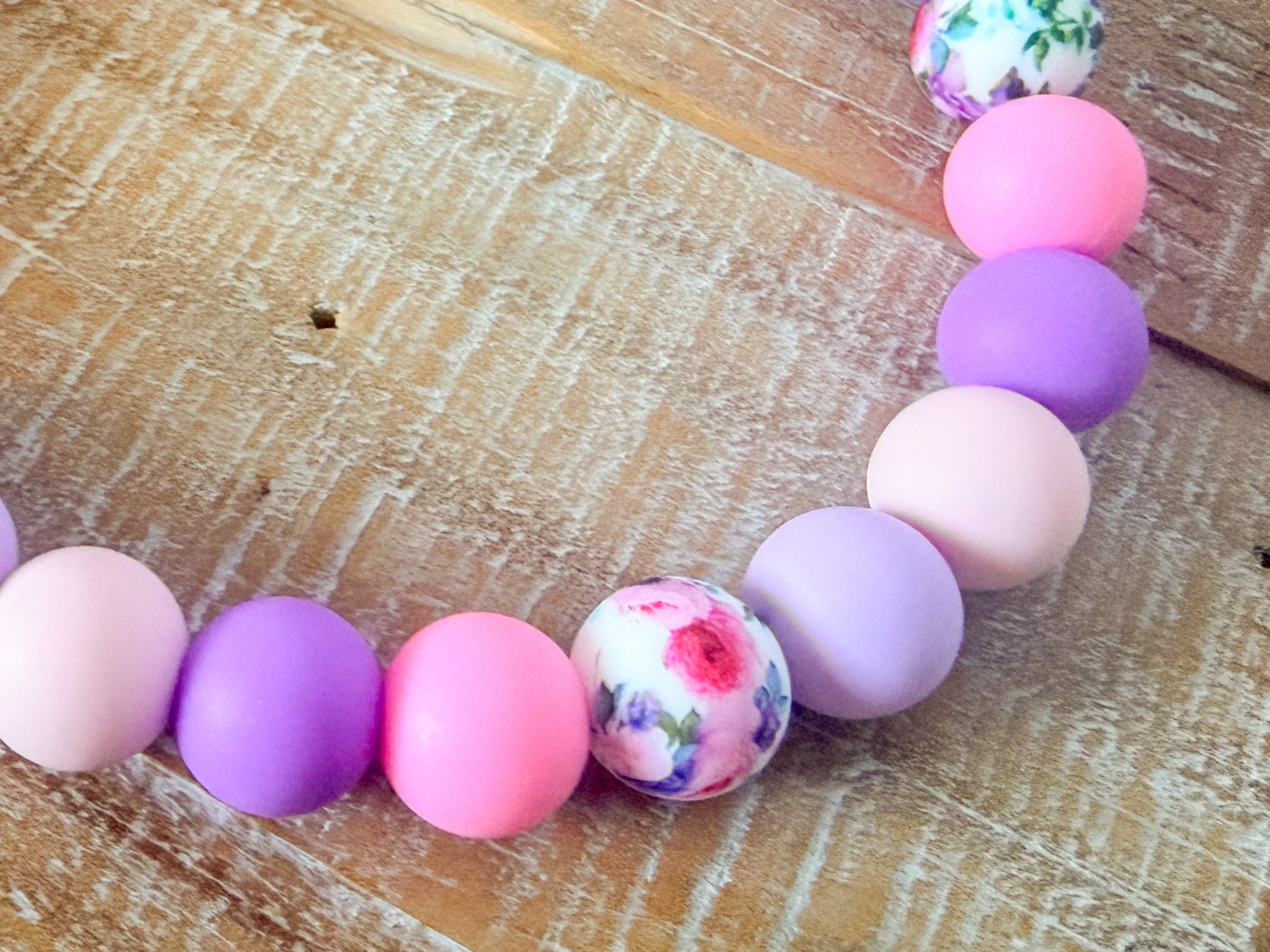 Flower Blossom Dog Bead Necklace with ID Tag
