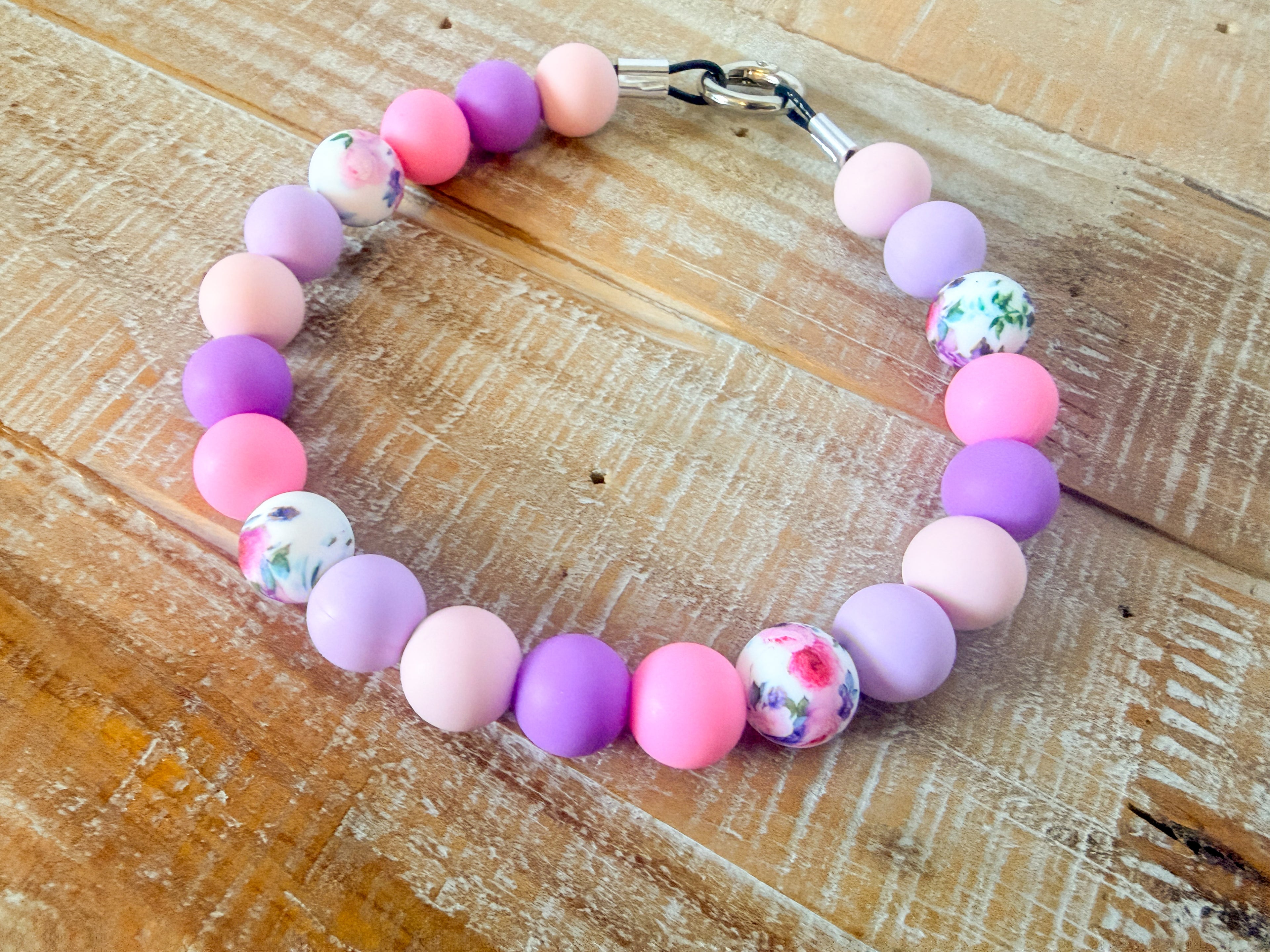 Flower Blossom Dog Bead Necklace with ID Tag