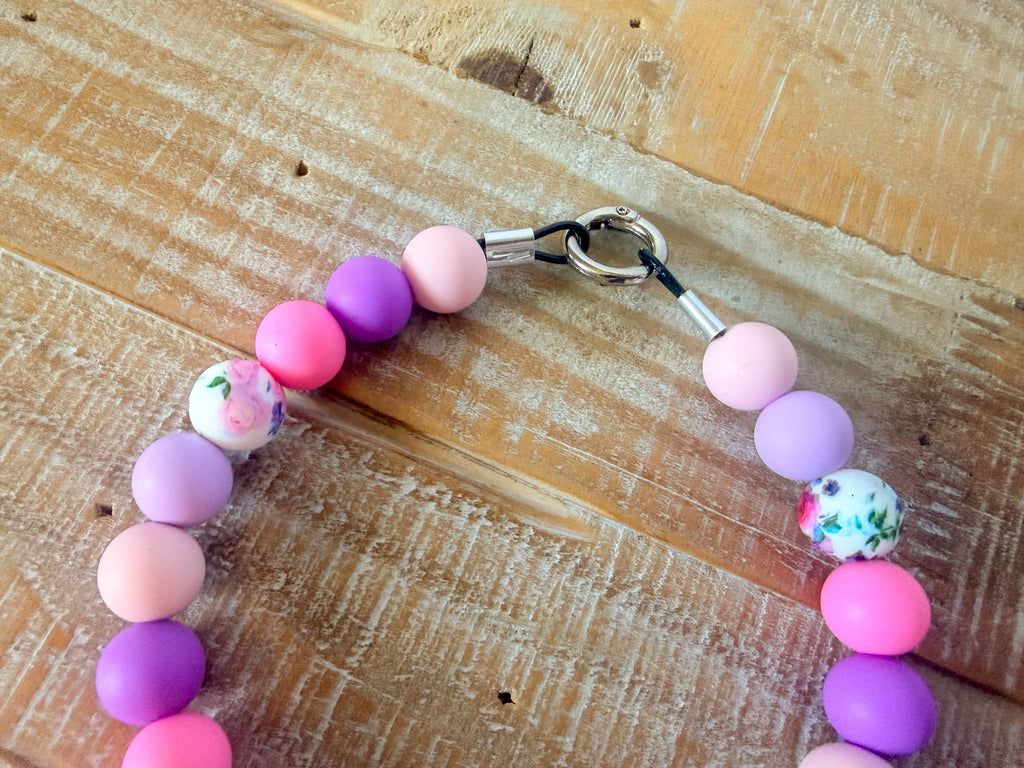 Flower Blossom Dog Bead Necklace with ID Tag