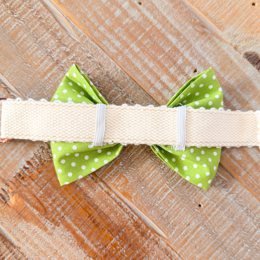 Green Polka Dot Dog Bow tie, Collar Slide