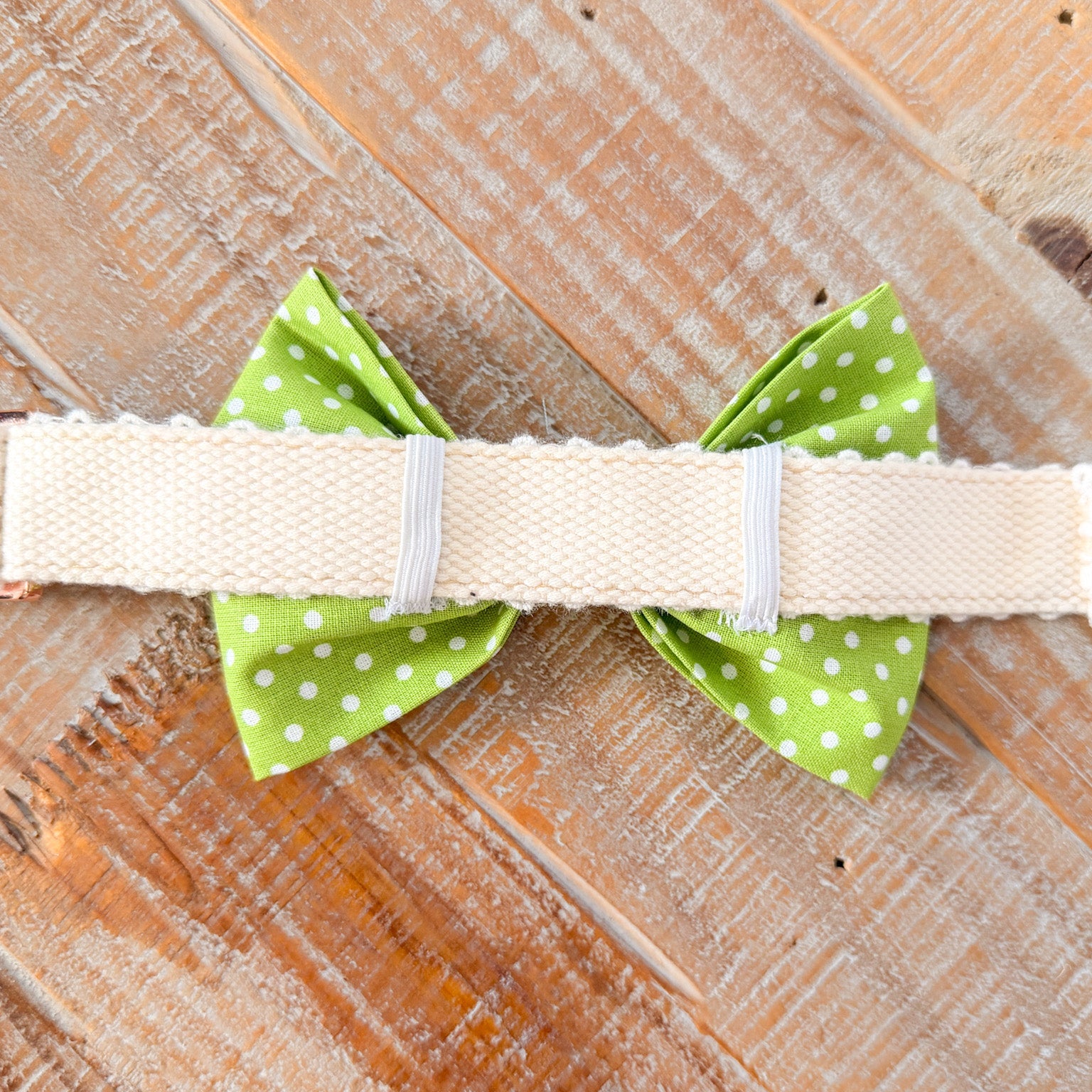 Green Polka Dot Dog Bow tie, Collar Slide