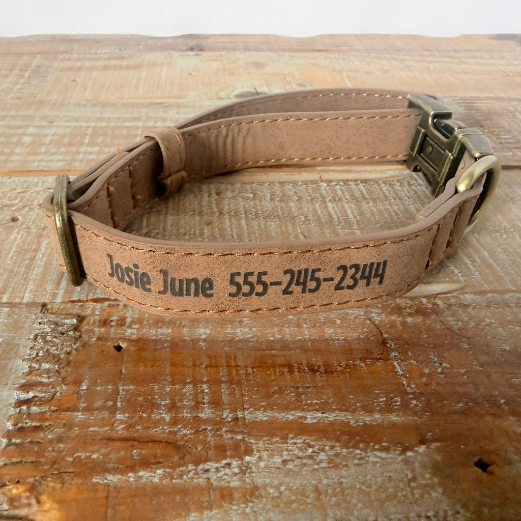 Personalized Dog Collar, Leather Pet Collars with Brass Hardware