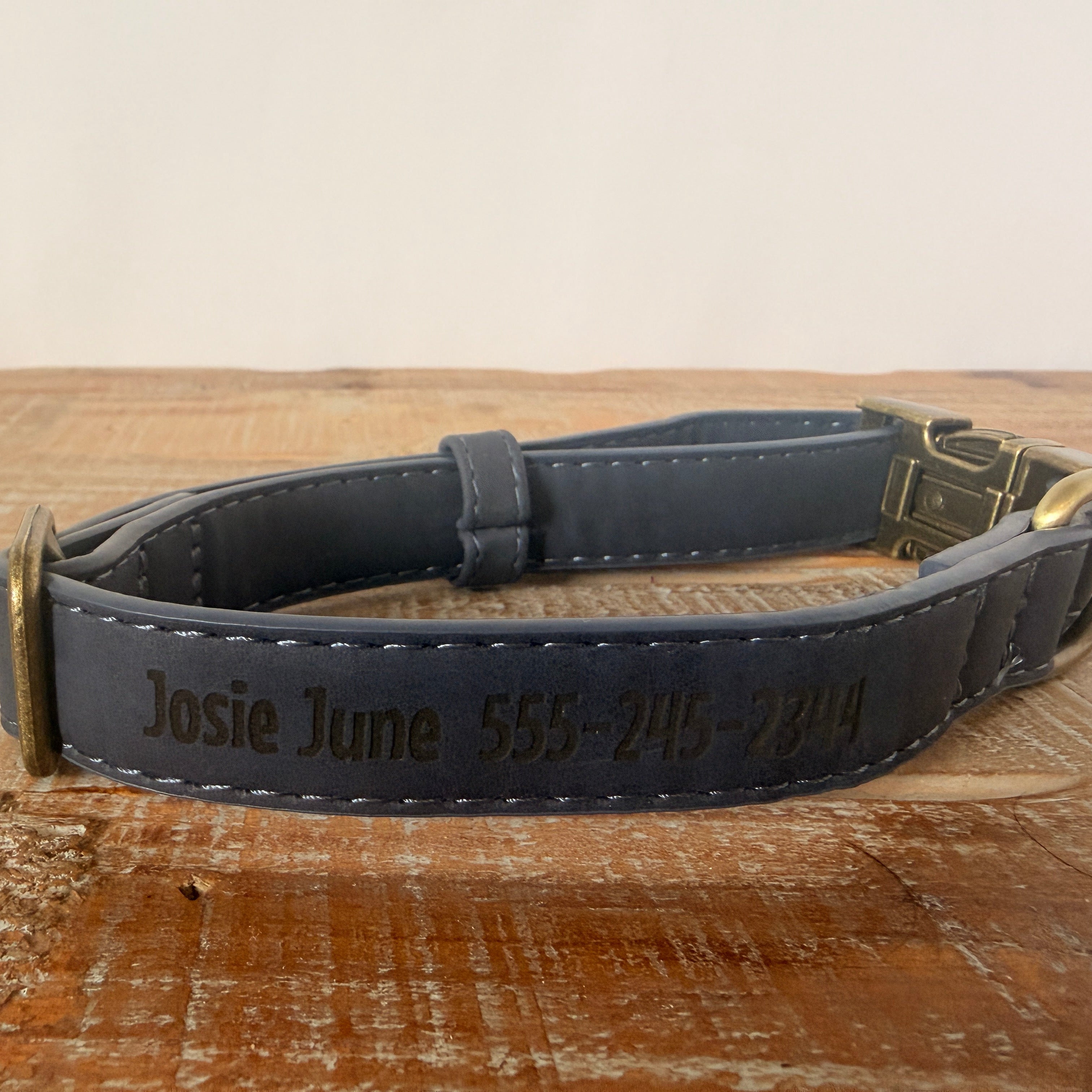 Personalized Dog Collar, Leather Pet Collars with Brass Hardware