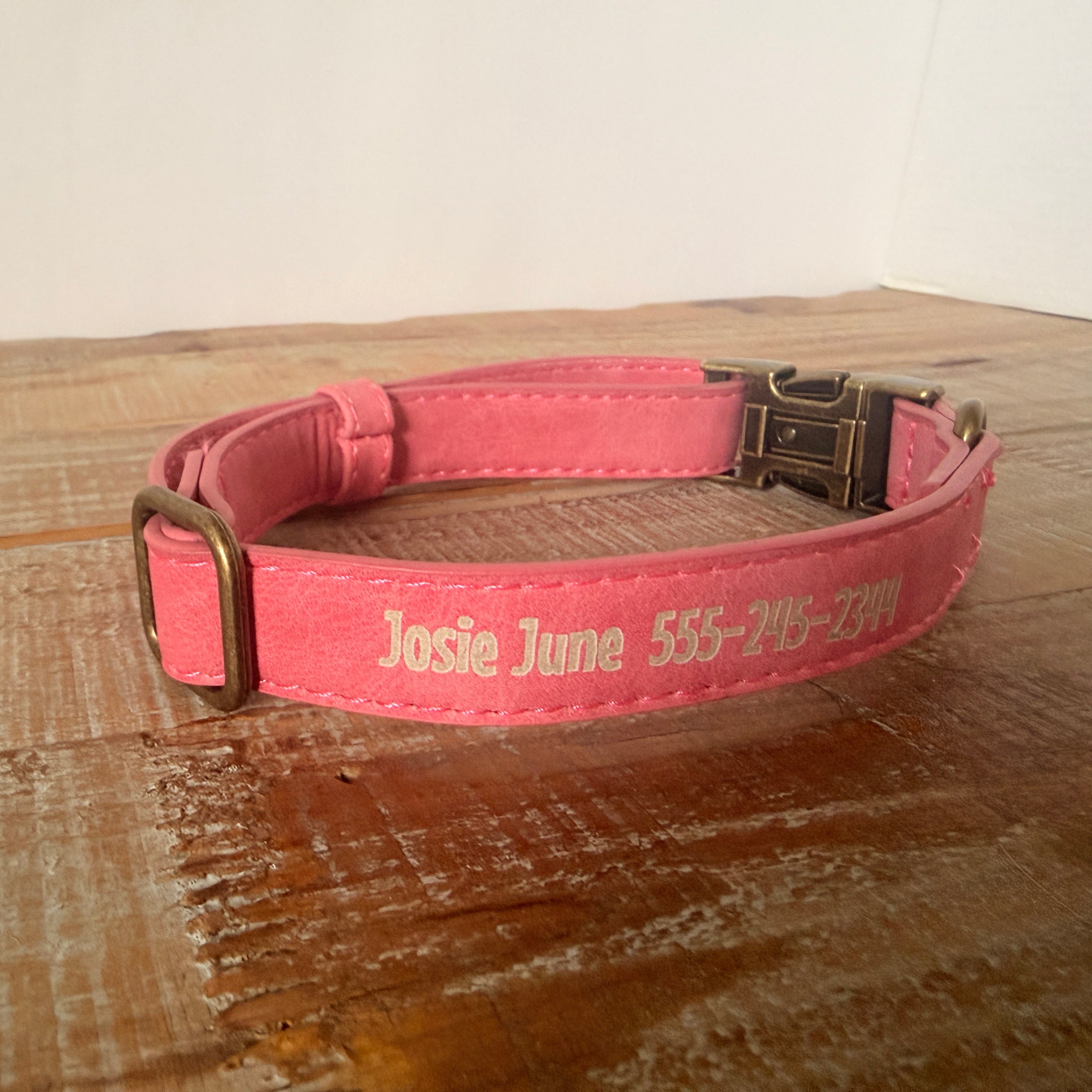 Personalized Dog Collar, Leather Pet Collars with Brass Hardware