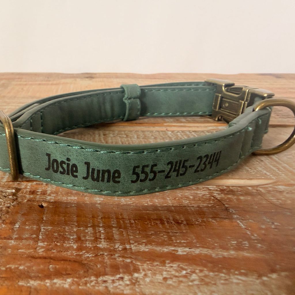 Personalized Dog Collar, Leather Pet Collars with Brass Hardware