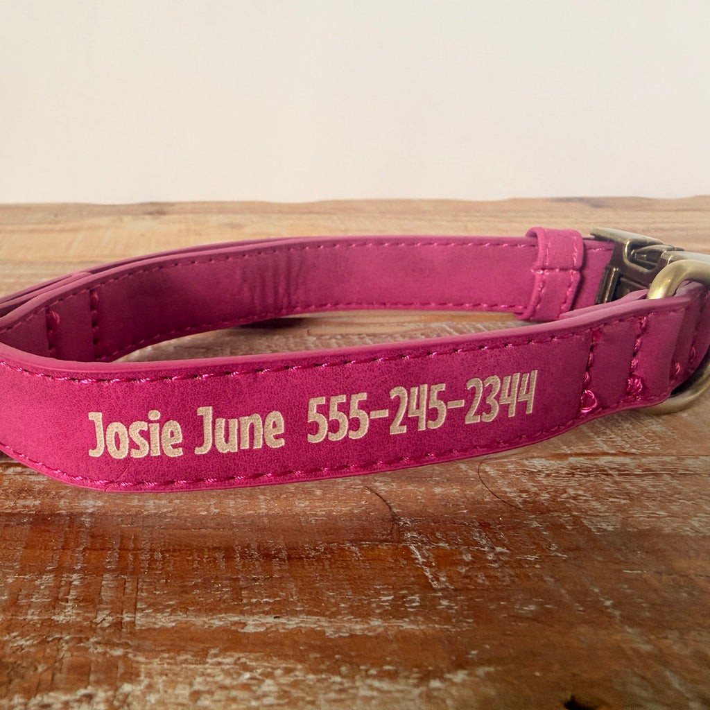 Personalized Dog Collar, Leather Pet Collars with Brass Hardware