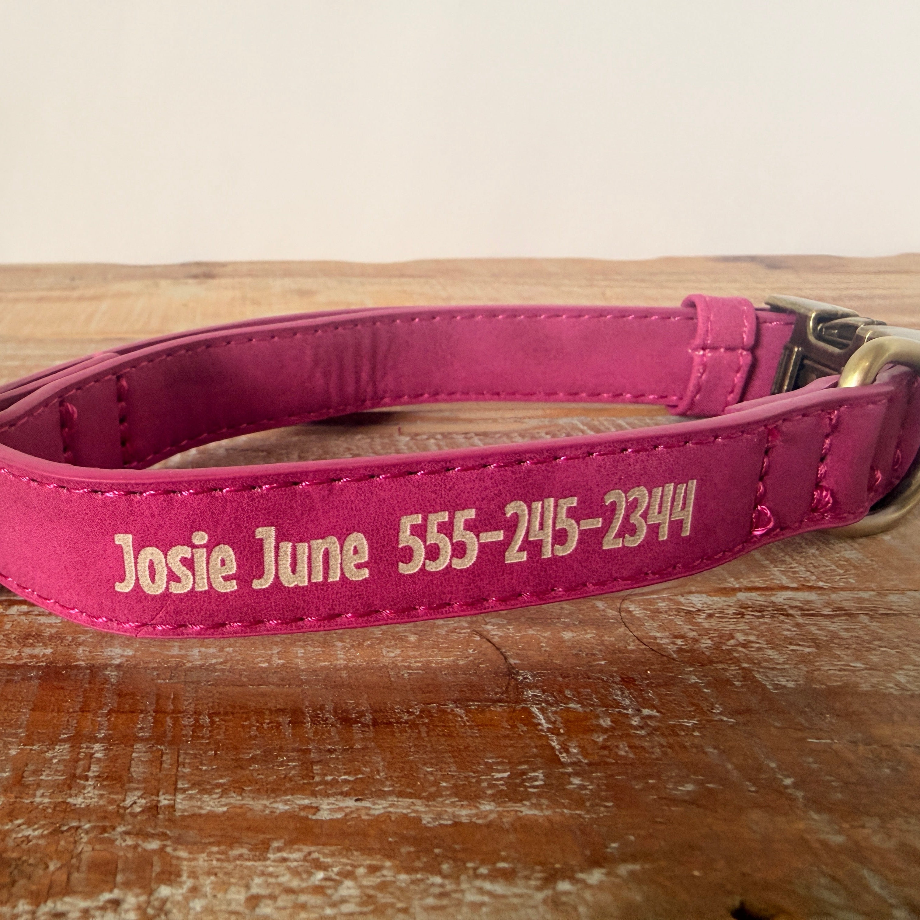 Personalized Dog Collar, Leather Pet Collars with Brass Hardware