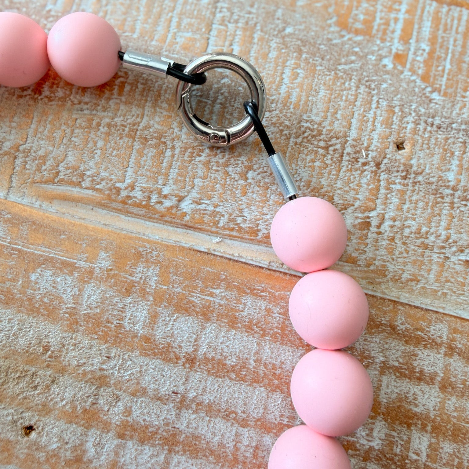 Light Pink Dog Bead Necklace- Personalized ID Tag