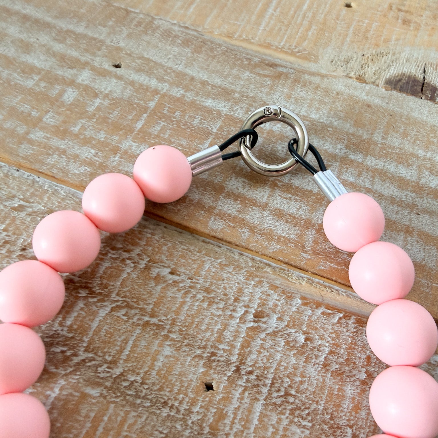Light Pink Dog Bead Necklace- Personalized ID Tag