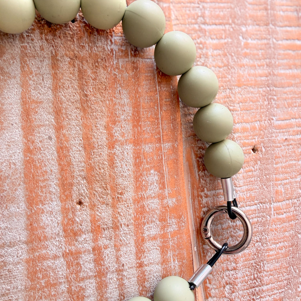 Olive Dog Bead Necklace- Personalized ID Tag