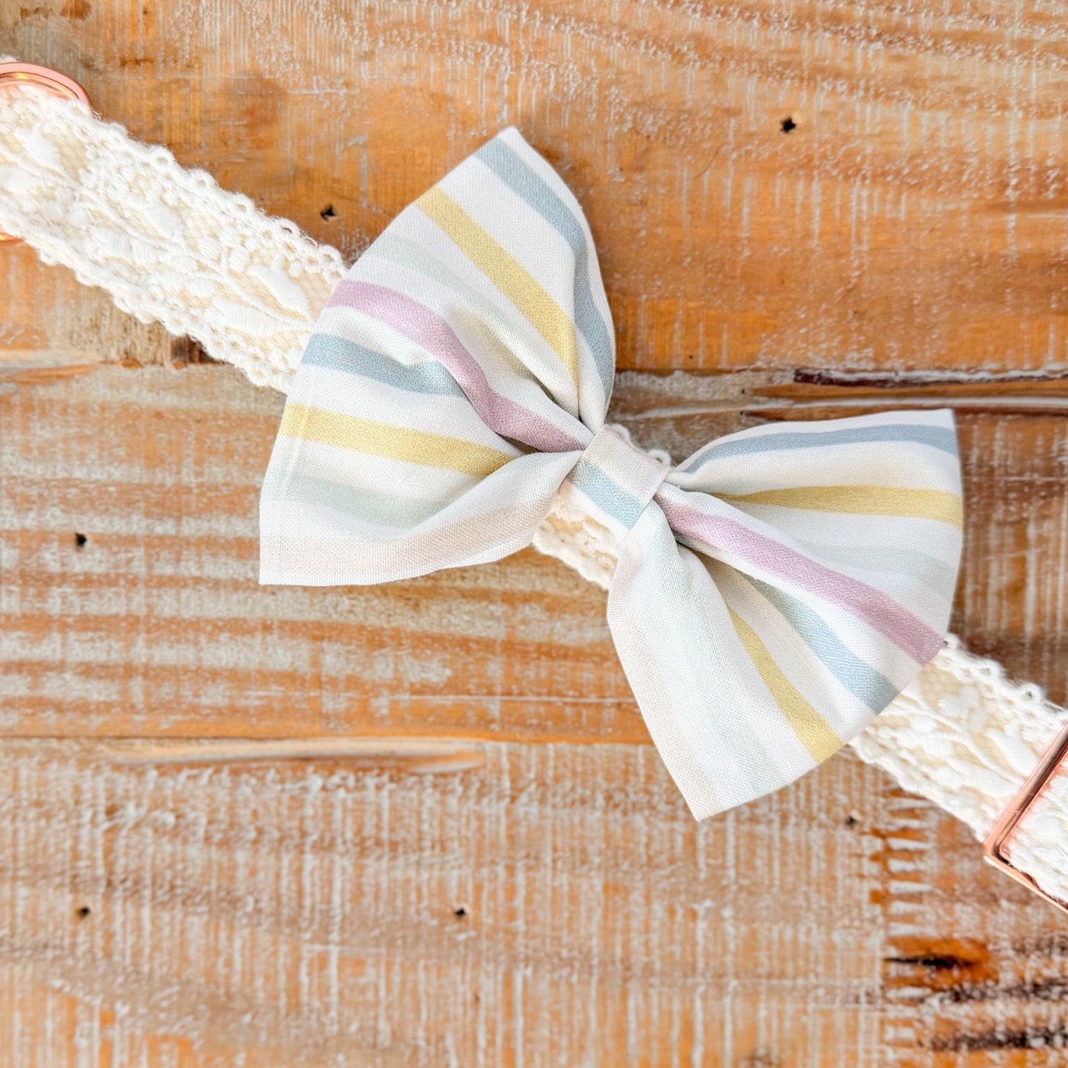Pastel Stripes Dog Bow tie, Collar Slide