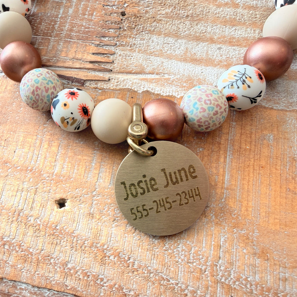 Paw Print Bead Necklace with ID Tag