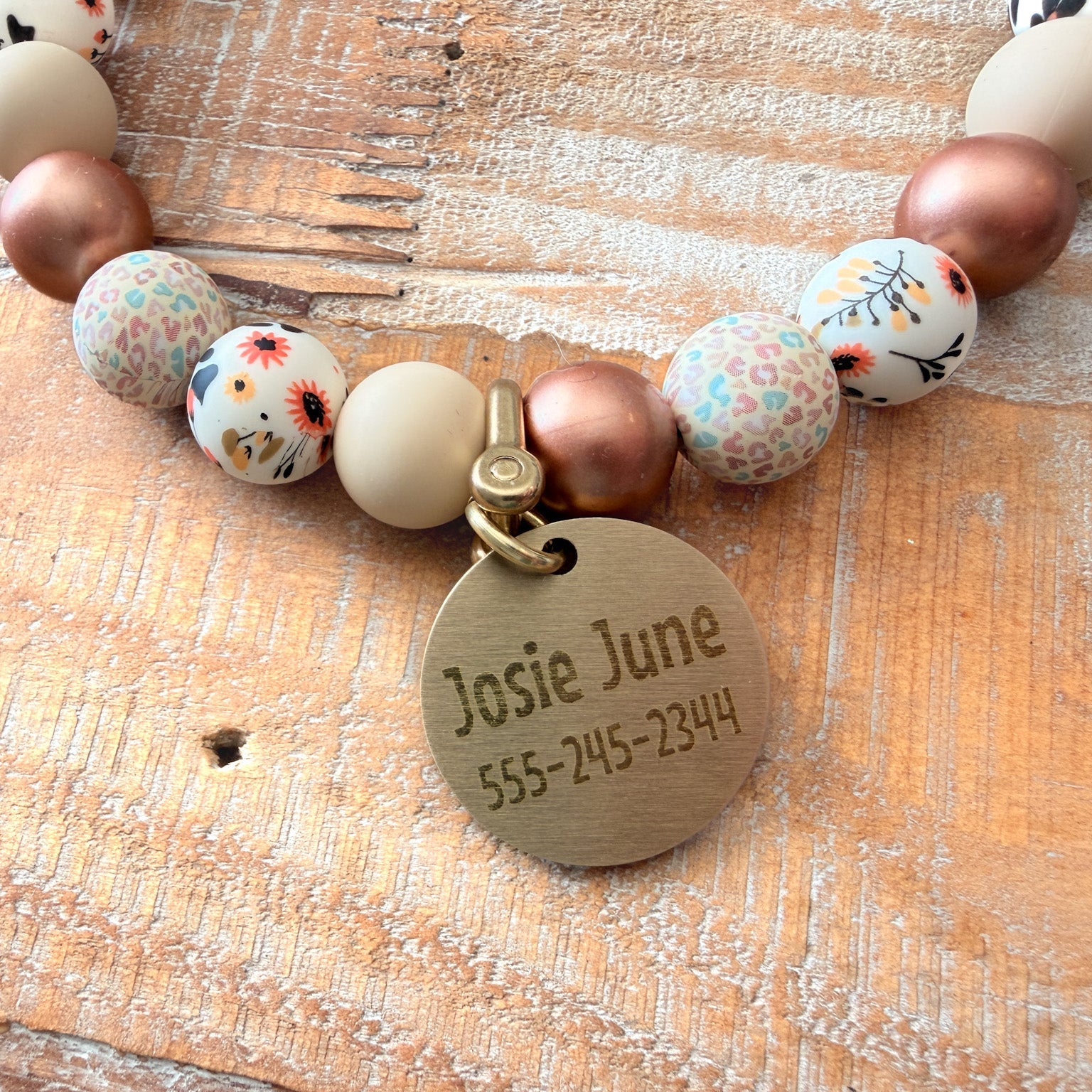 Paw Print Bead Necklace with ID Tag