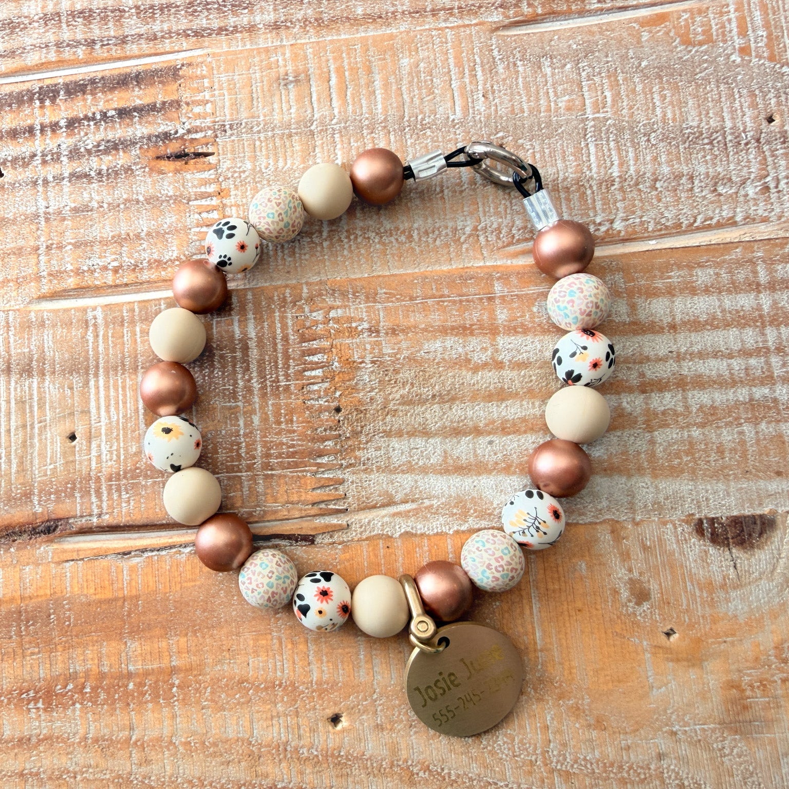 Paw Print Bead Necklace with ID Tag