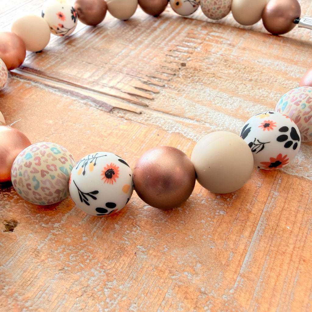 Paw Print Bead Necklace with ID Tag