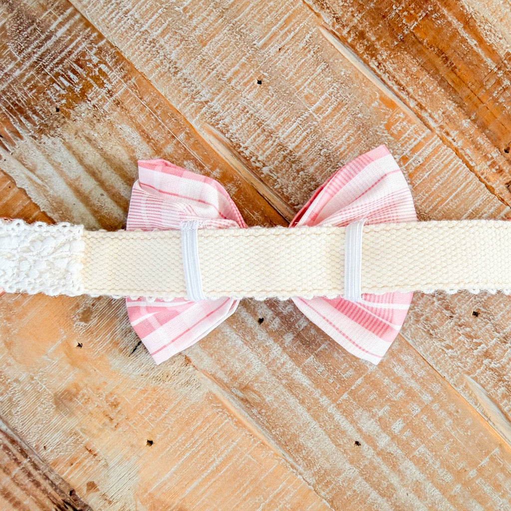 Pink Plaid Dog Bow tie, Collar Slide