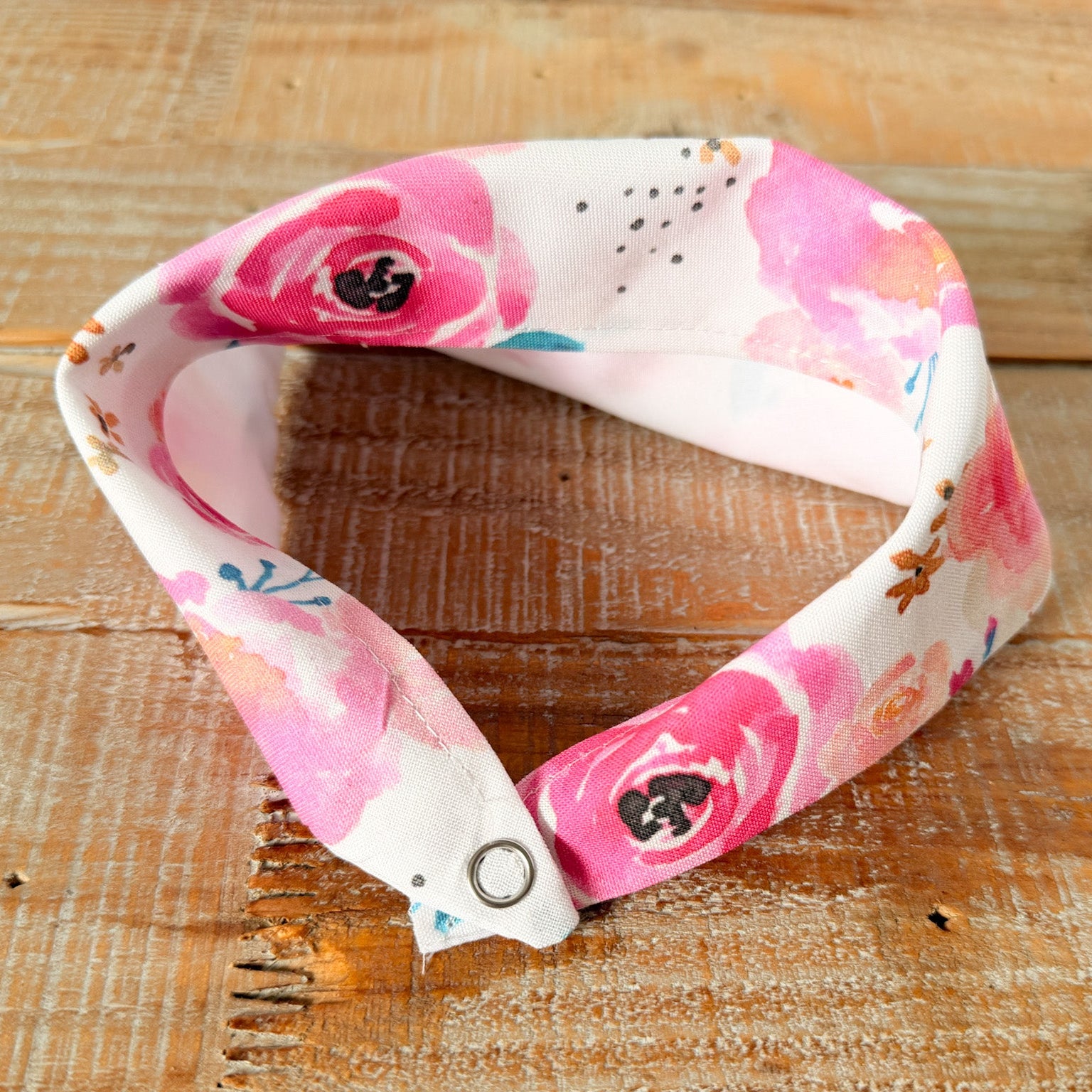 Punchy Florals Personalized Pet Bandana with Leather Name Tag