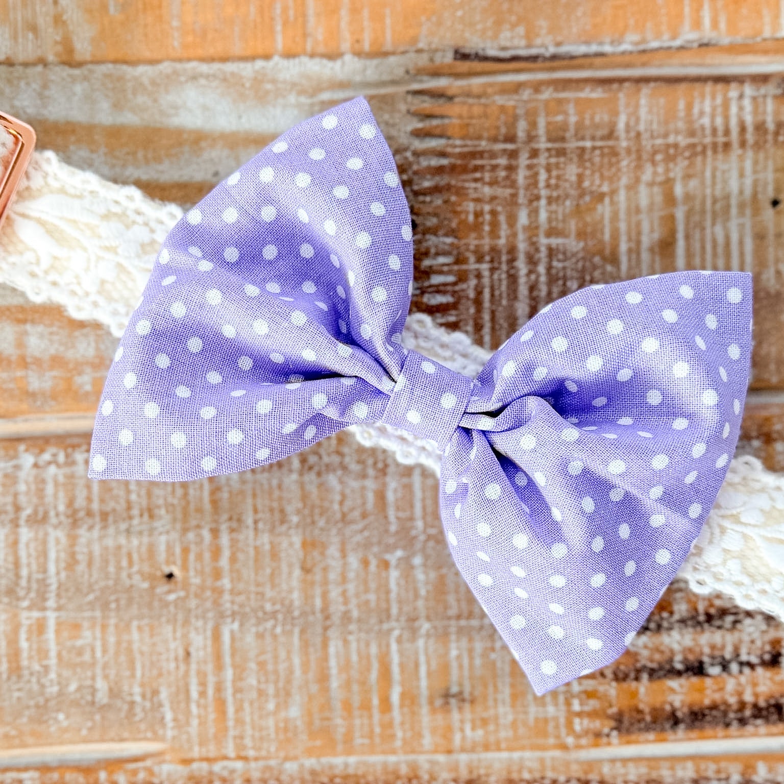 Purple Polka Dot Dog Bow tie, Collar Slide