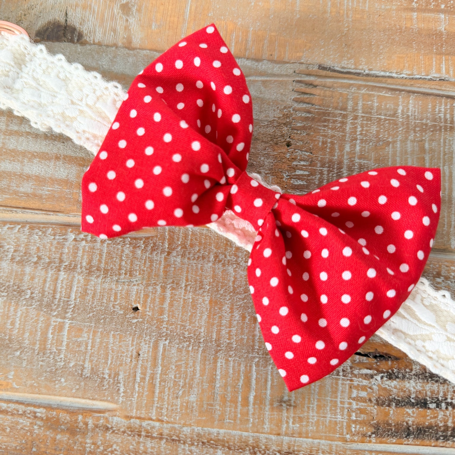 Red Polka Dot Dog Bow tie, Collar Slide