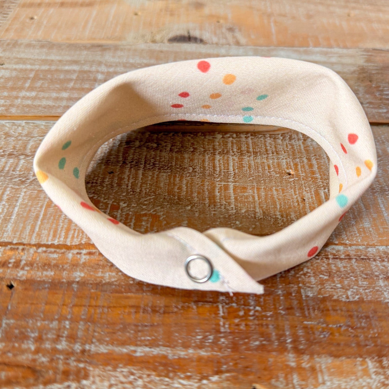 Retro Rainbow Personalized Pet Bandana with Leather Name Tag