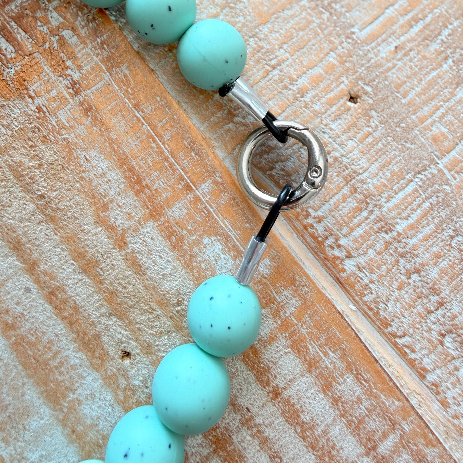 Teal Dog Bead Necklace- Personalized ID Tag