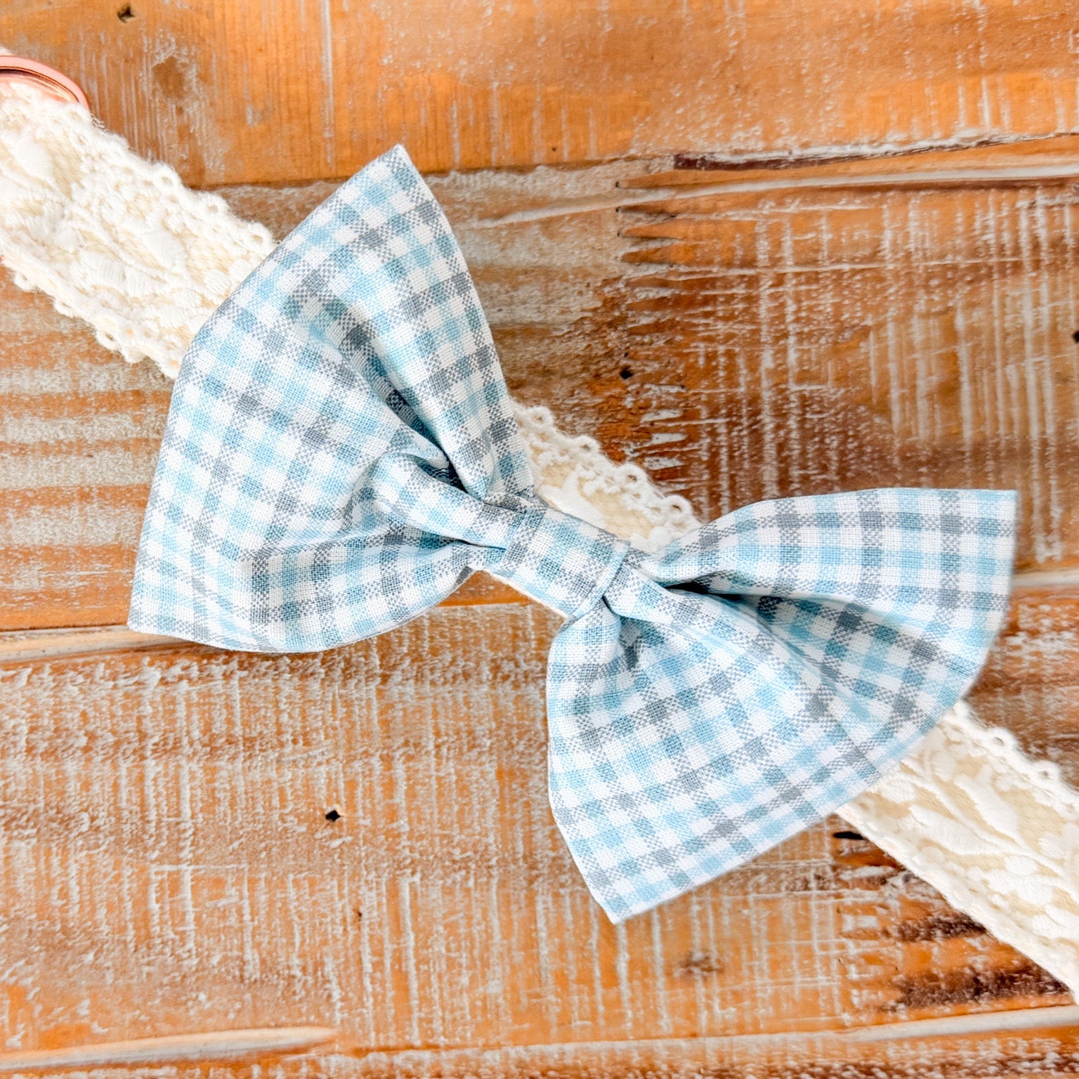 Teal Plaid Dog Bow tie, Collar Slide