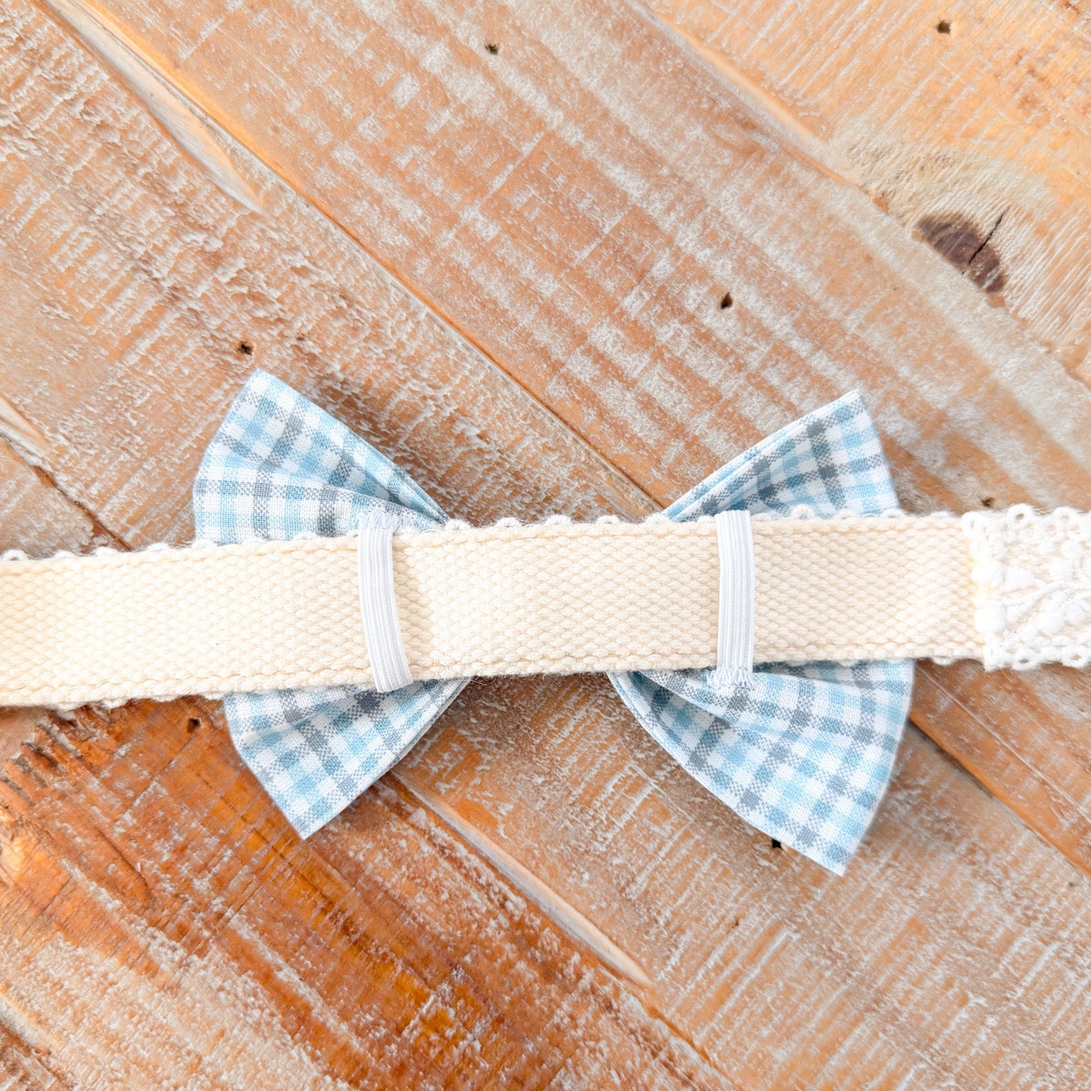 Teal Plaid Dog Bow tie, Collar Slide