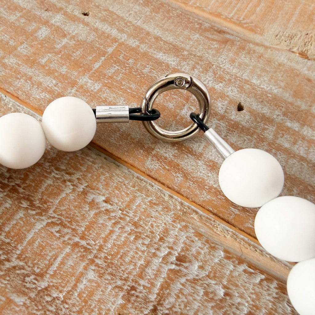 White Dog Bead Necklace- Personalized ID Tag