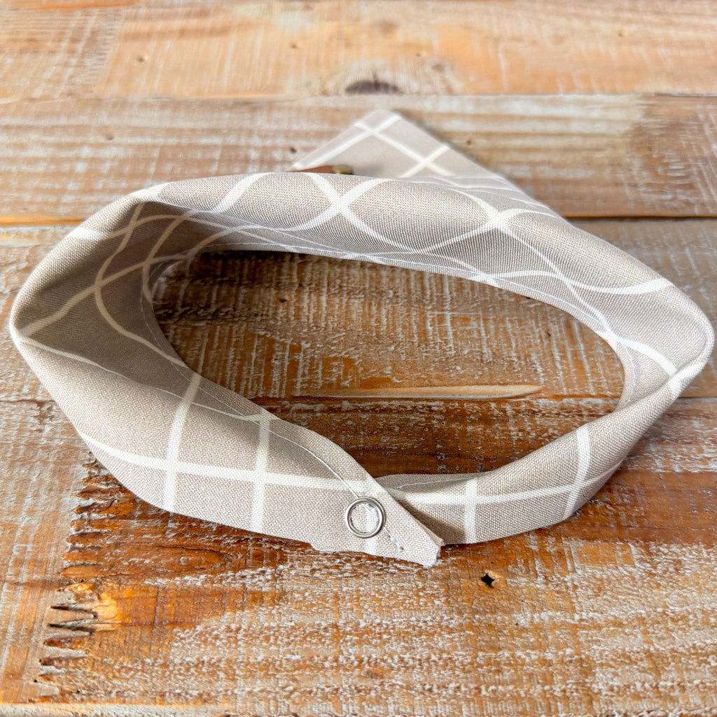 Woven Grey Personalized Pet Bandana with Leather Name Tag