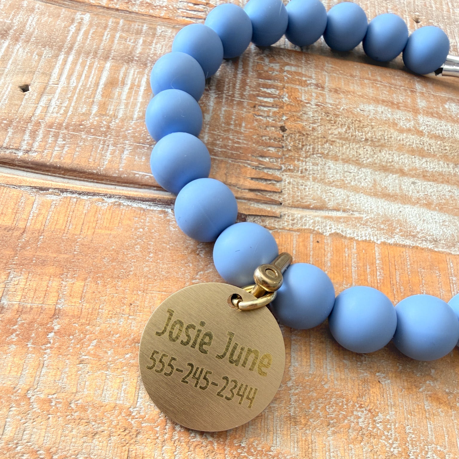 Blue Dog Bead Necklace- Personalized ID Tag