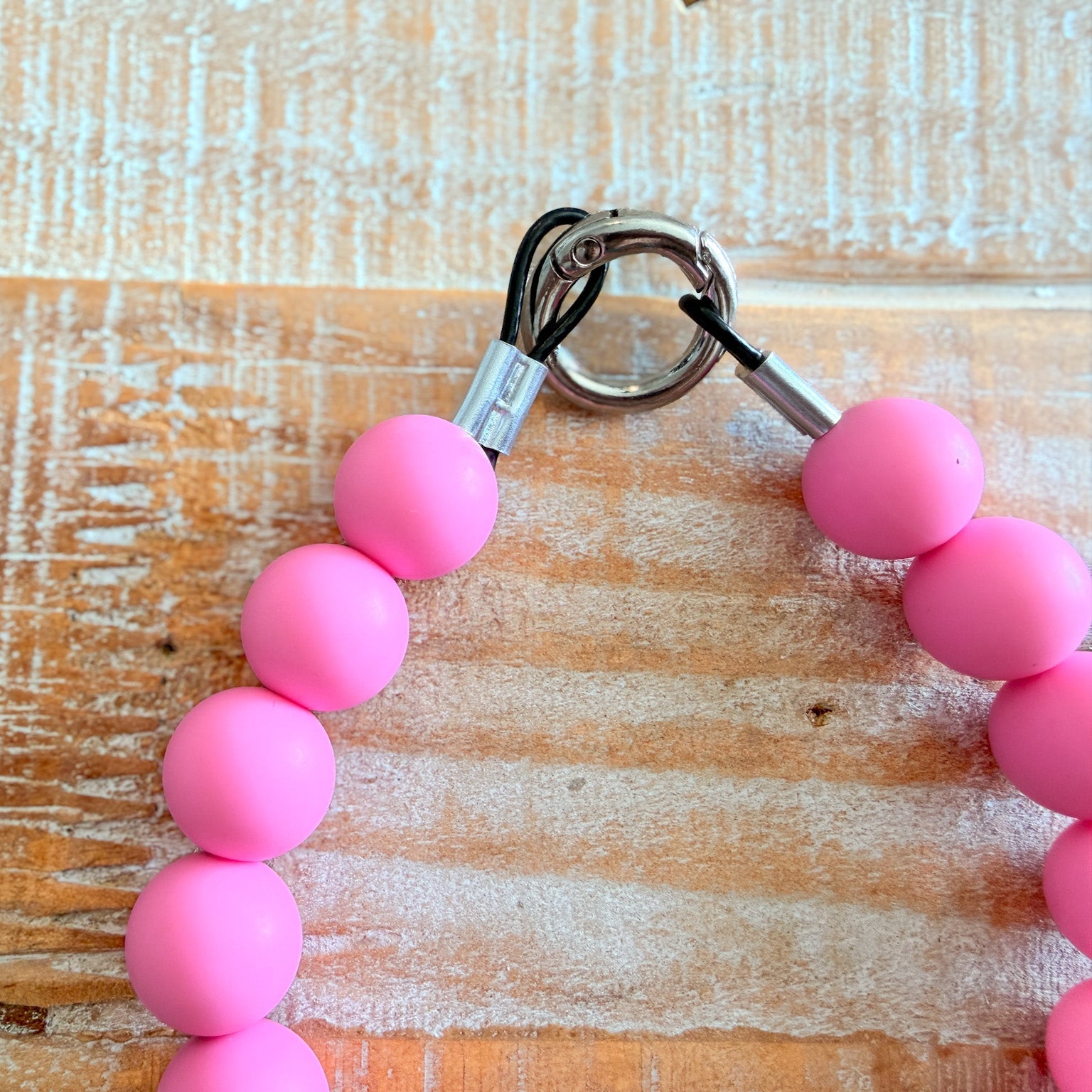 Bright Pink Dog Bead Necklace- Personalized ID Tag