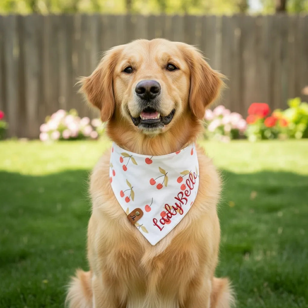 Cherries n Cream Personalized Pet Bandana