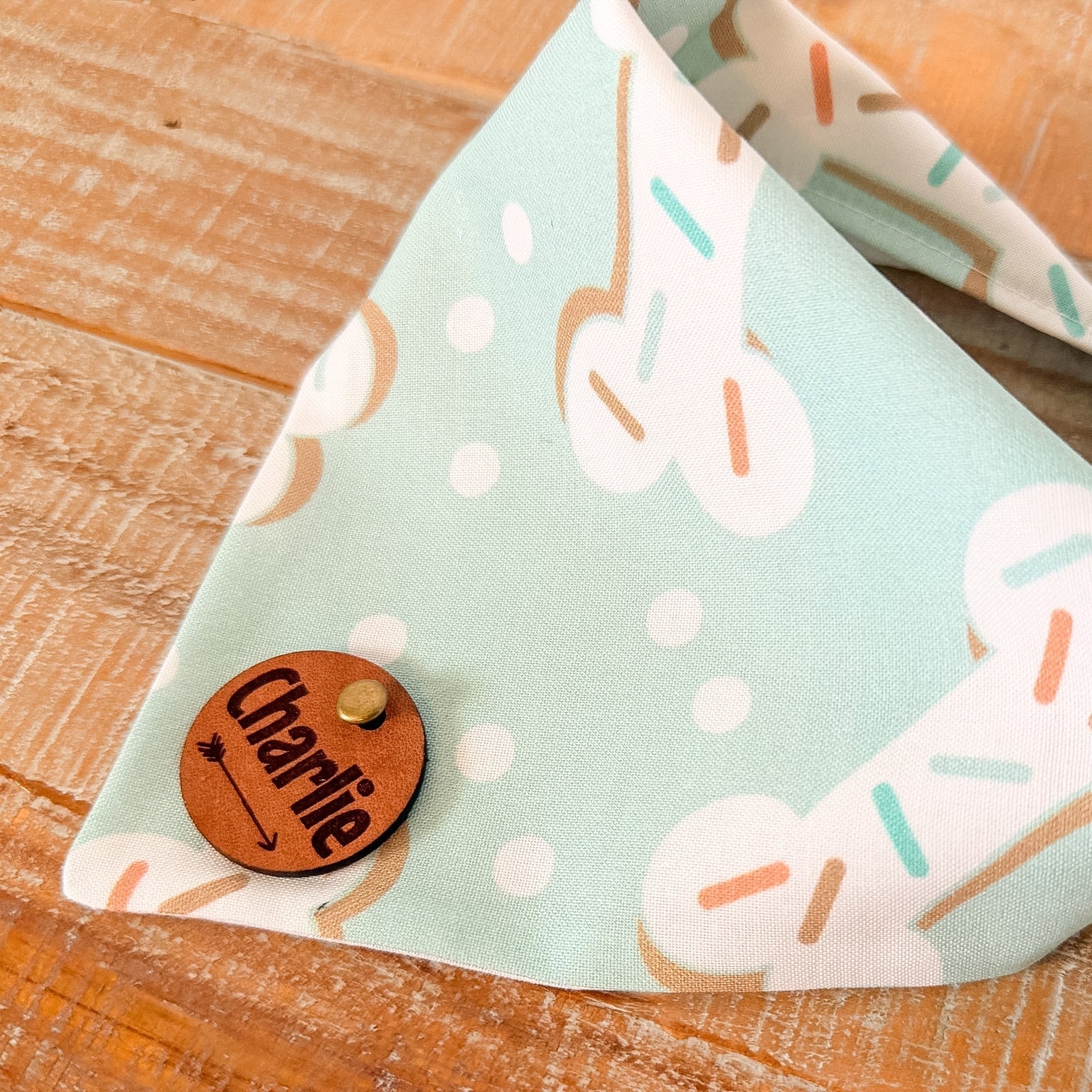 Birthday Dog Cookies Personalized Pet Bandana with Leather Name Tag