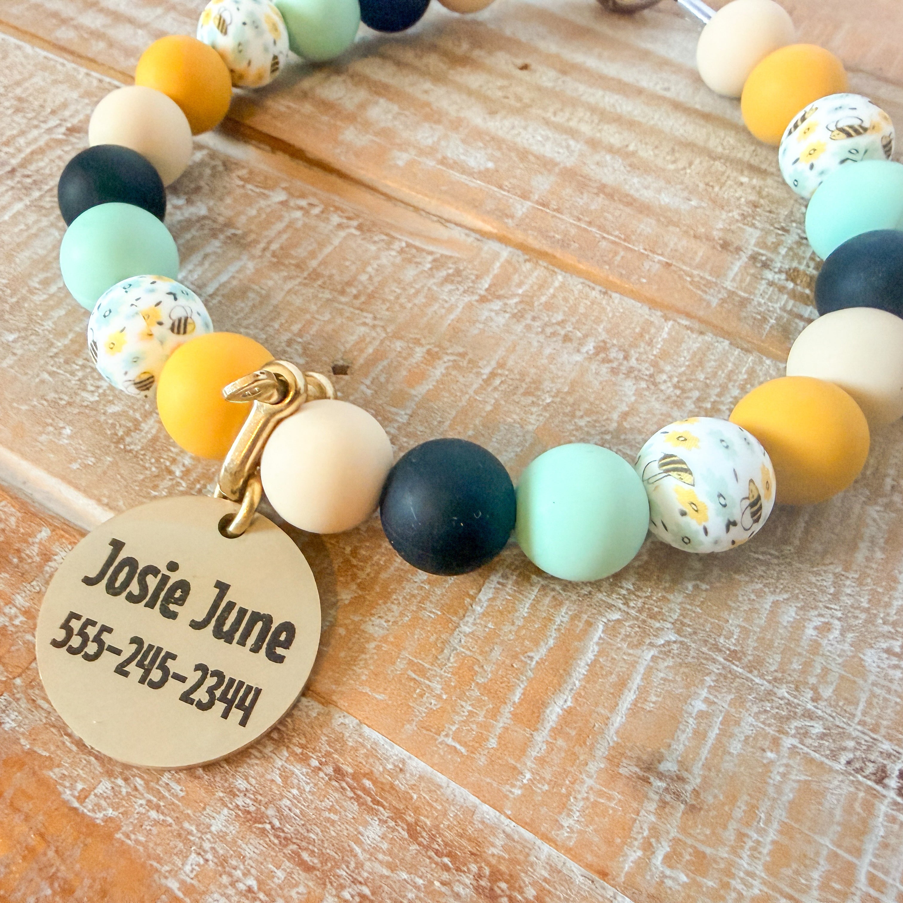 Honeybee Bead Necklace with ID Tag