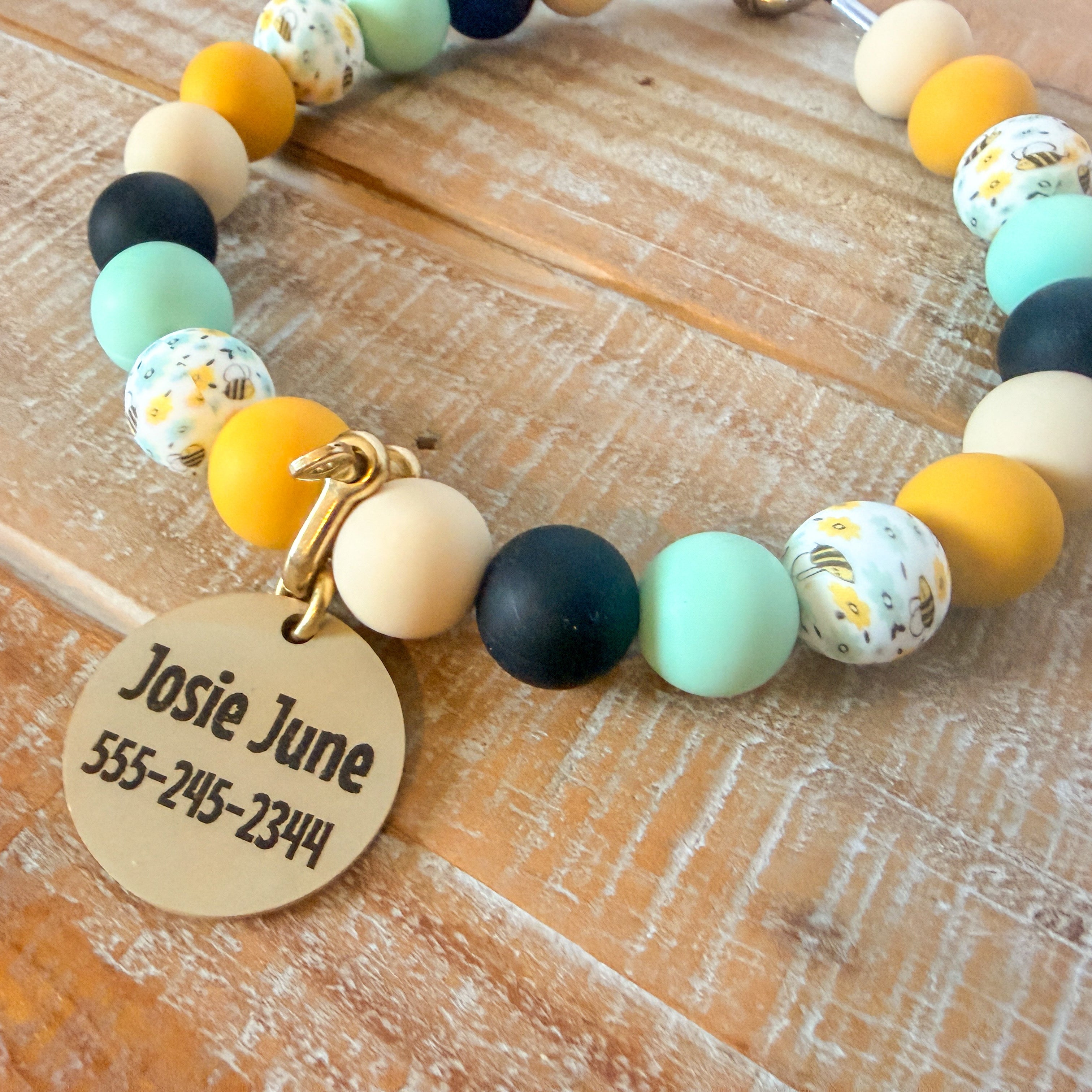 Honeybee Bead Necklace with ID Tag