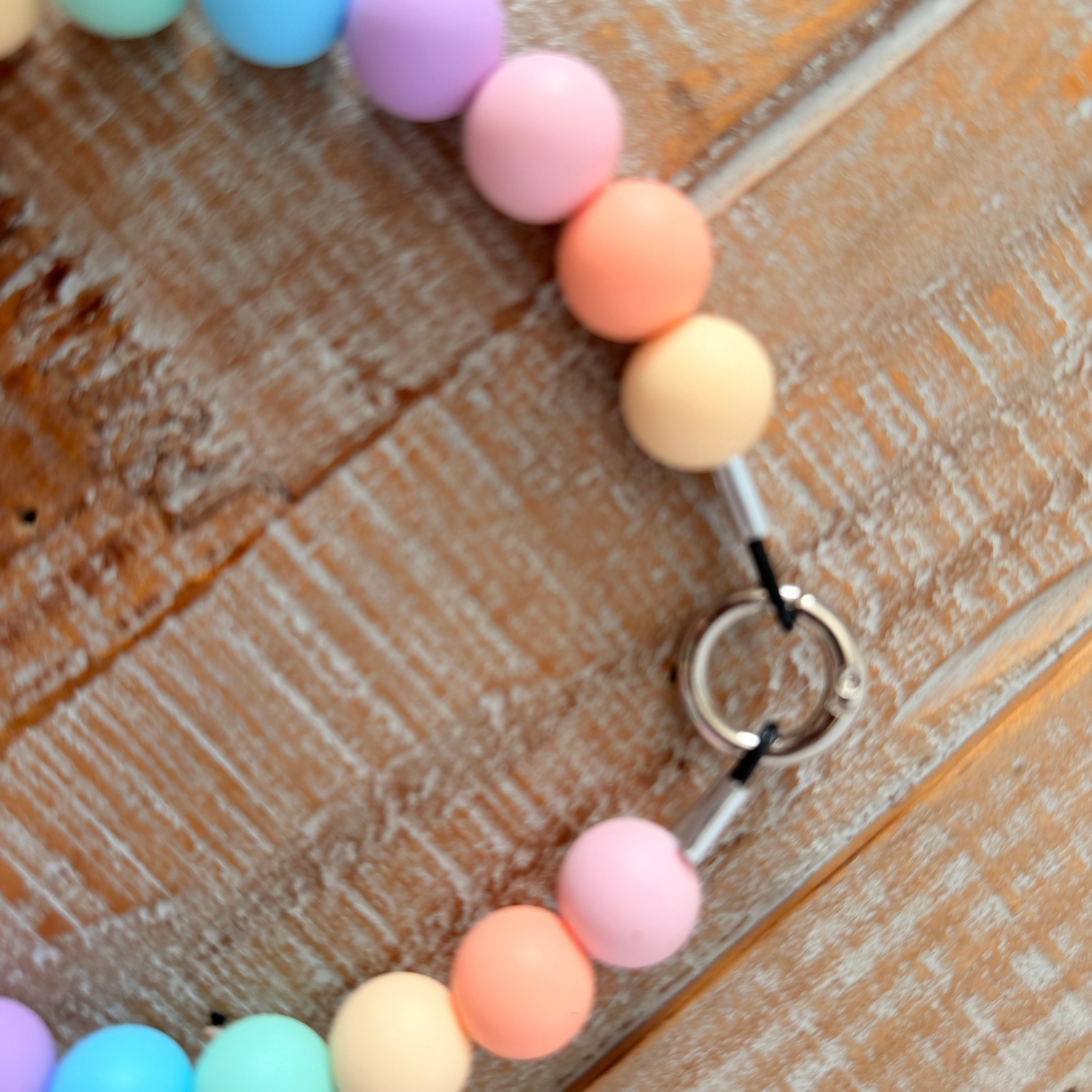 Pastel Rainbow Dog Bead Necklace- Personalized ID Tag