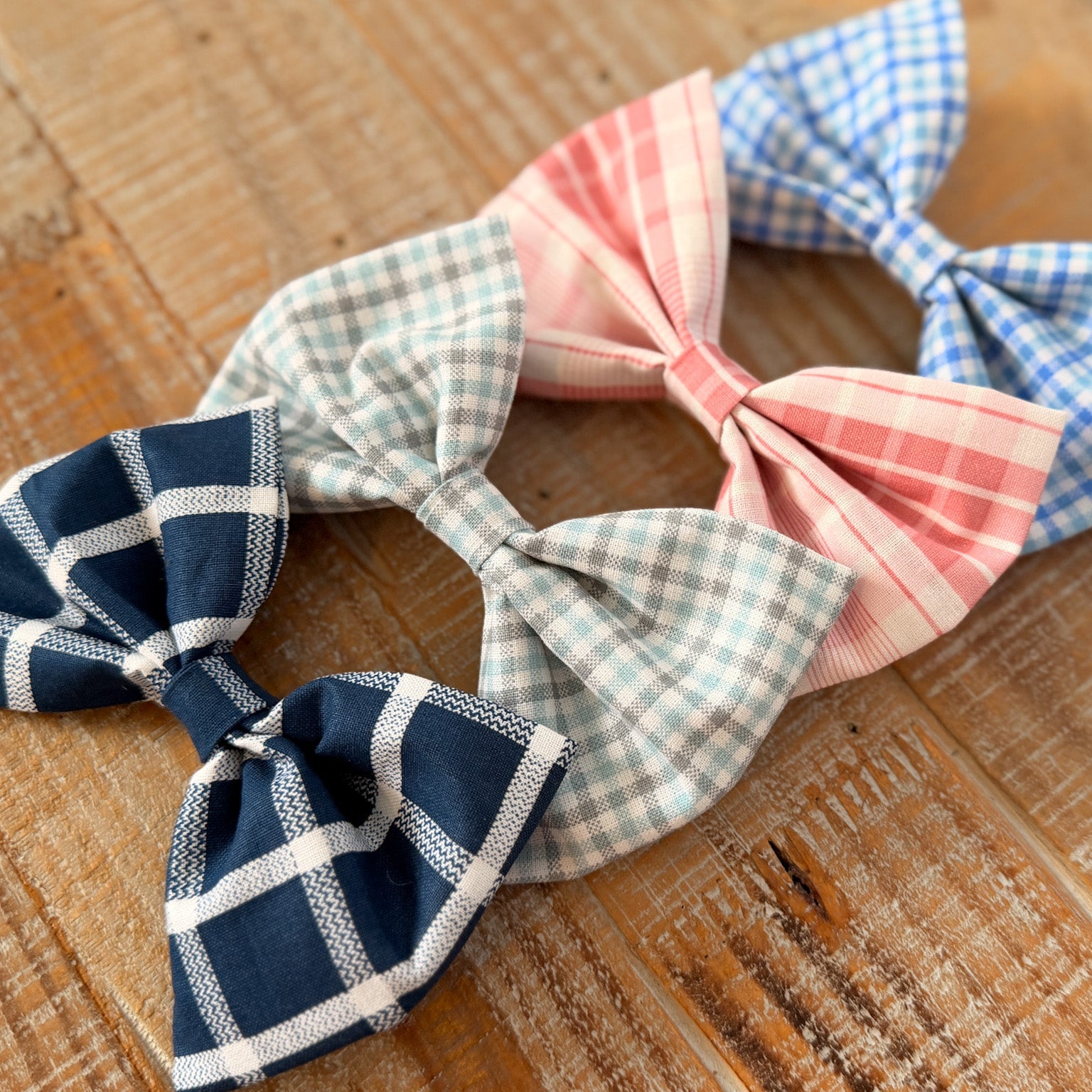 Plaid Set Dog Bows, Collar Slide