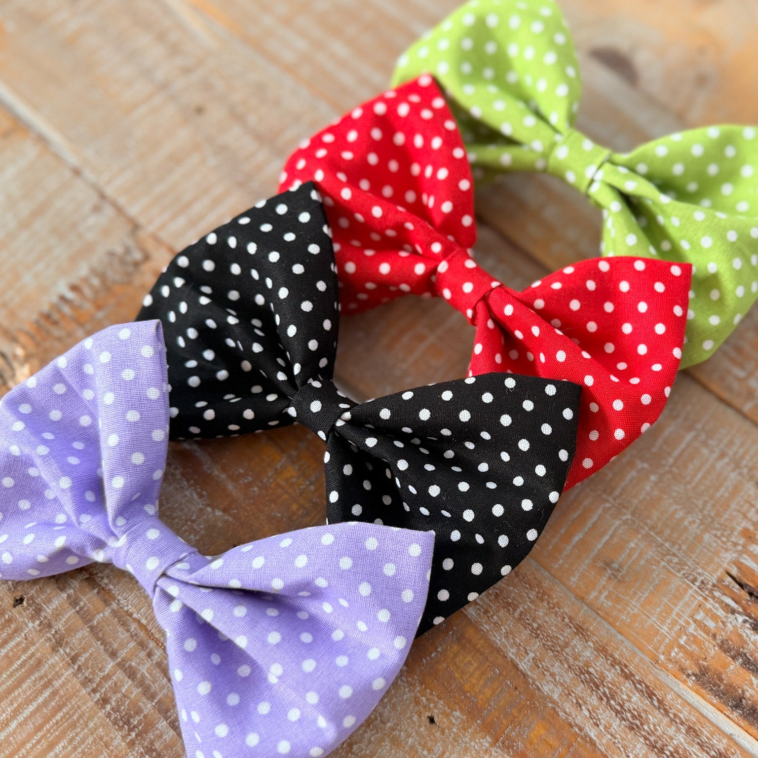 Polka Dot Dog Bows set of 4, Collar Slide